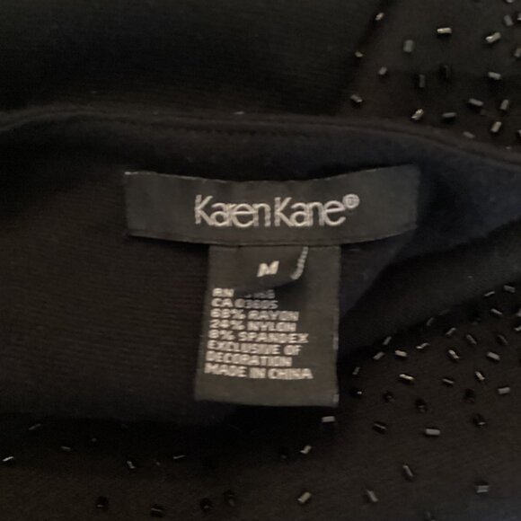 Karen Kane Black Beaded Scoop Neck‎ Dress Size Medium Knit Stretch Knee Length - Picture 7 of 7